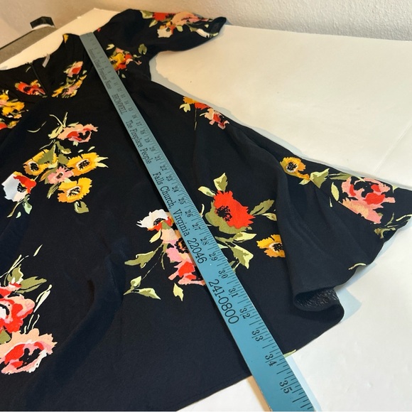 Free People Black Floral Above The Knee V-Neck Dress Size 0 - Picture 12 of 13